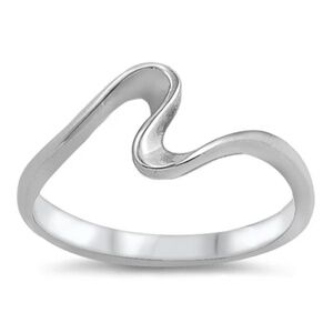 Sterling Silver Free Form Wave Ring – Minimalist Size 4